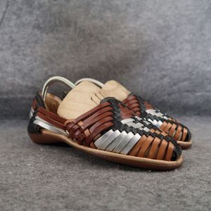 Huarache Shoes Womens 7 Sandal Flats Woven Leather Slip On Casual Comfort Brown